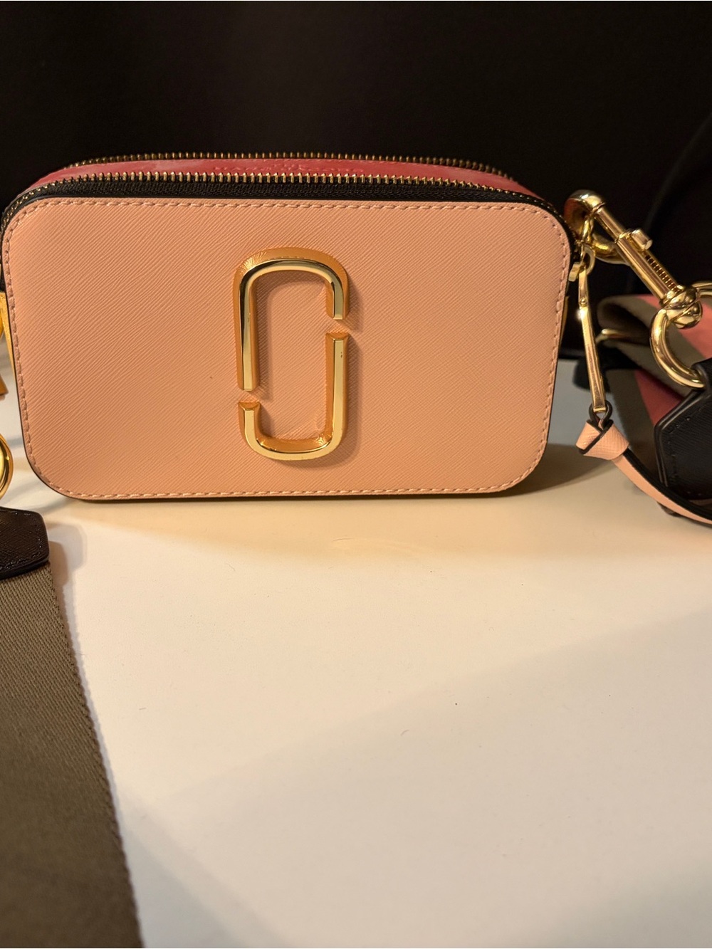 Marc Jacobs Blush Pink Leather Crossbody Camera Bag with Gold Hardware